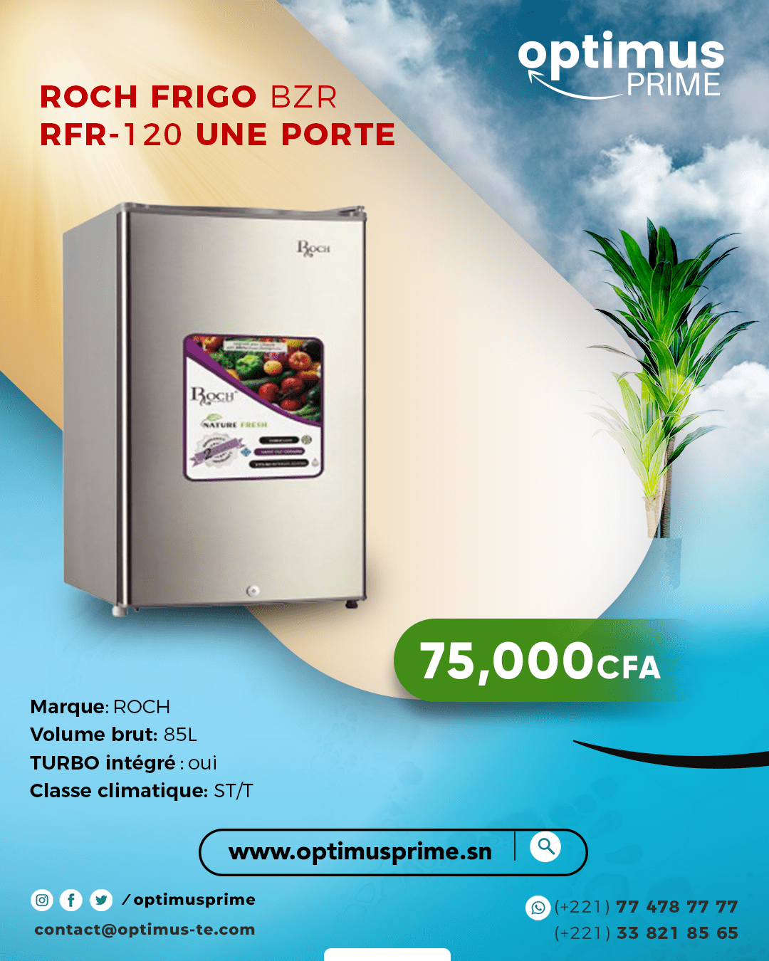 ROCH FRIGO BZR RFR-120 UNE PORTE